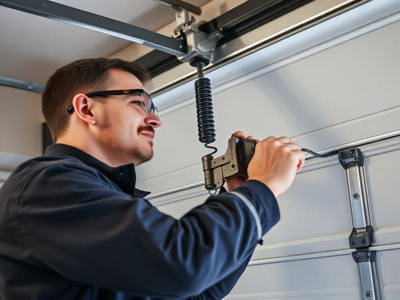 Newton Grove Garage Doors certified technician performing professional garage door spring repair